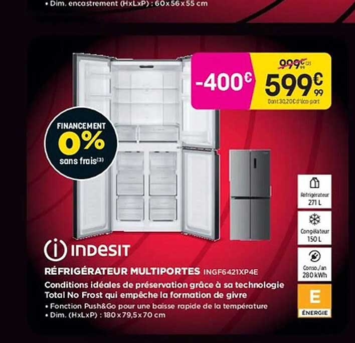RÉFRIGÉRATEUR MULTIPORTES INGF6421XP4E