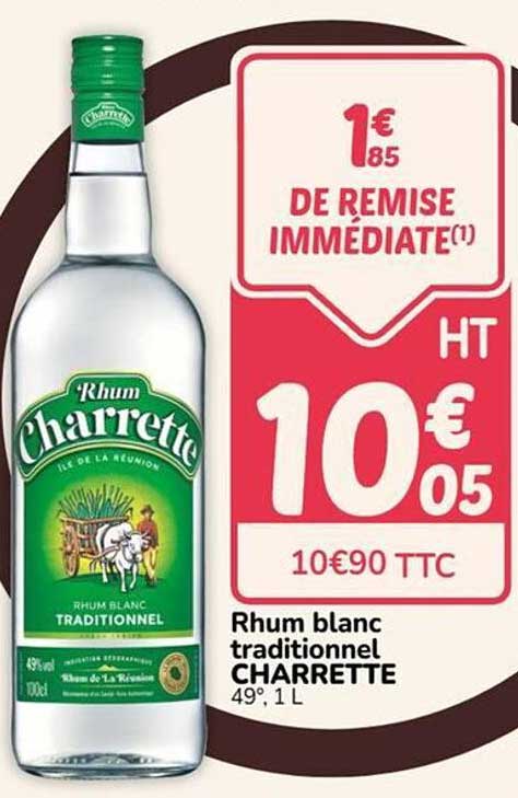 Rhum blanc traditionnel CHARRETTE 49°, 1 L