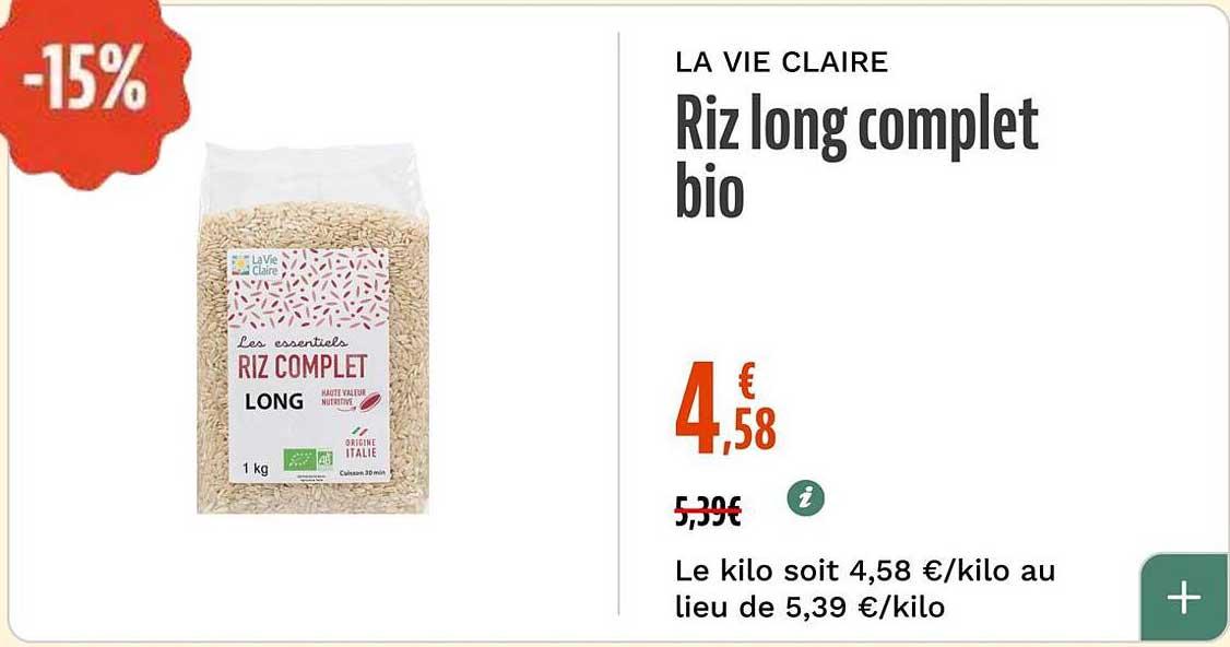 Riz long complet bio
