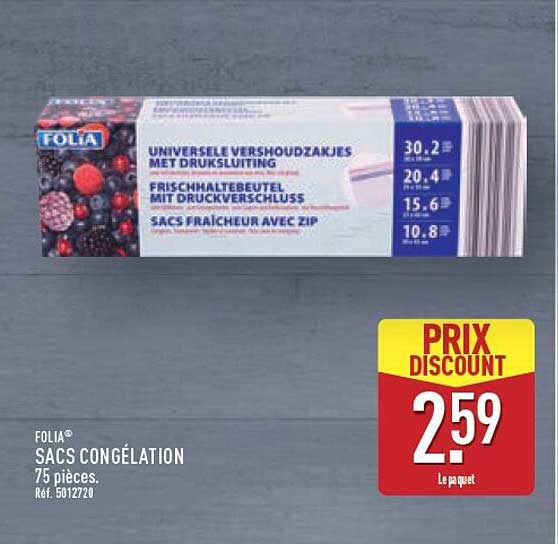 SACS CONGÉLATION 75 pièces. Réf. 5012720