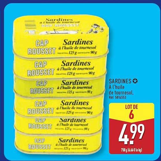 SARDINES À L'HUILE DE TOURNESOL. Ref 501453