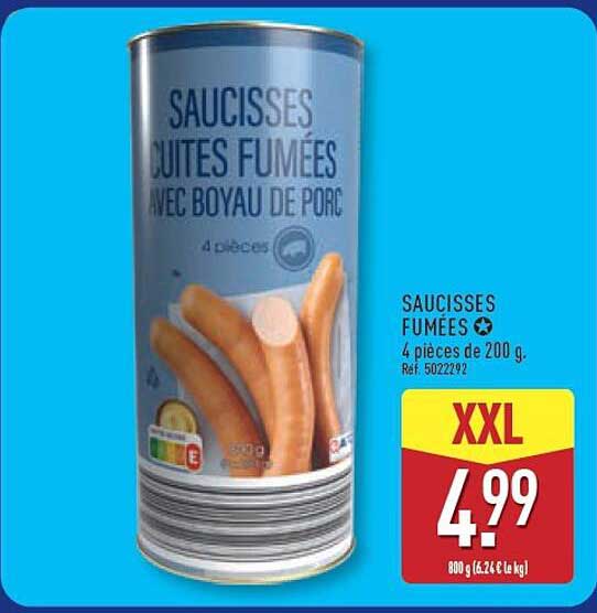 SAUCISSES FUMÉES 4 pièces de 200 g.
