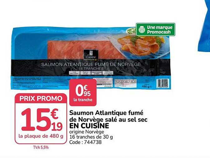Saumon Atlantique fumé de Norvège salé au sel sec EN CUISINE