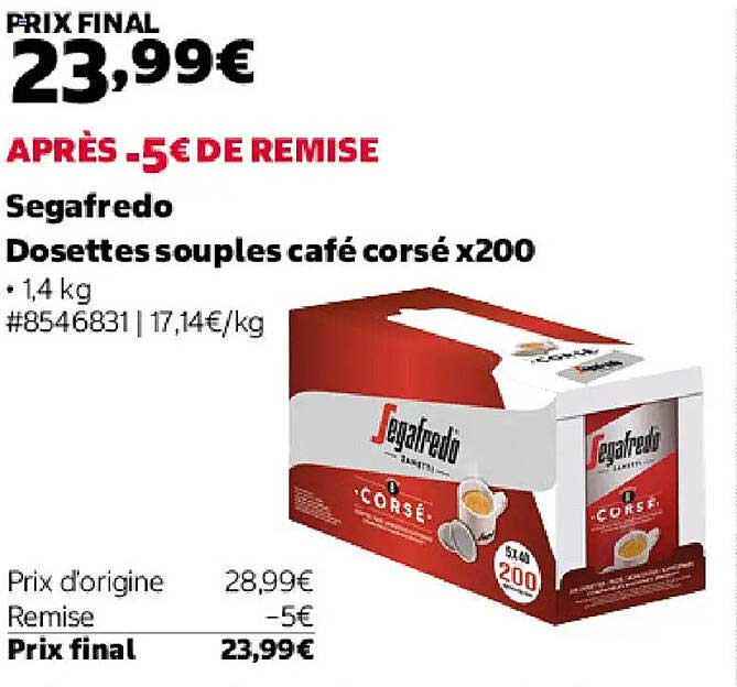 Segafredo Dosettes souples café corsé x200