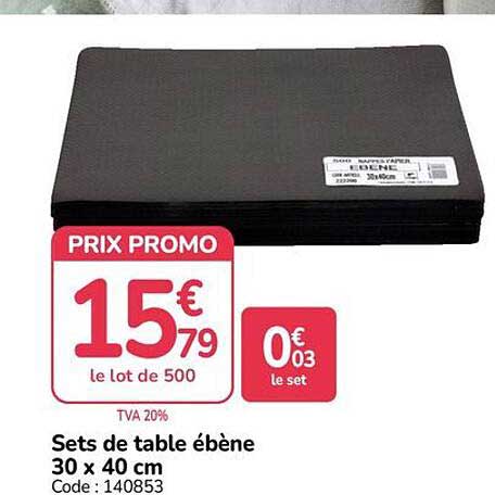 Sets de table ébène 30 x 40 cm
