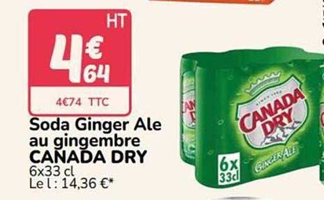 Soda Ginger Ale au gingembre CANADA DRY 6x33 cl
