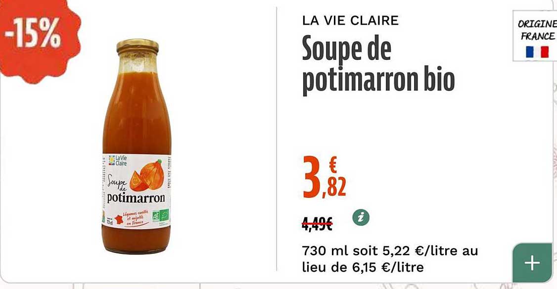 Soupe de potimarron bio