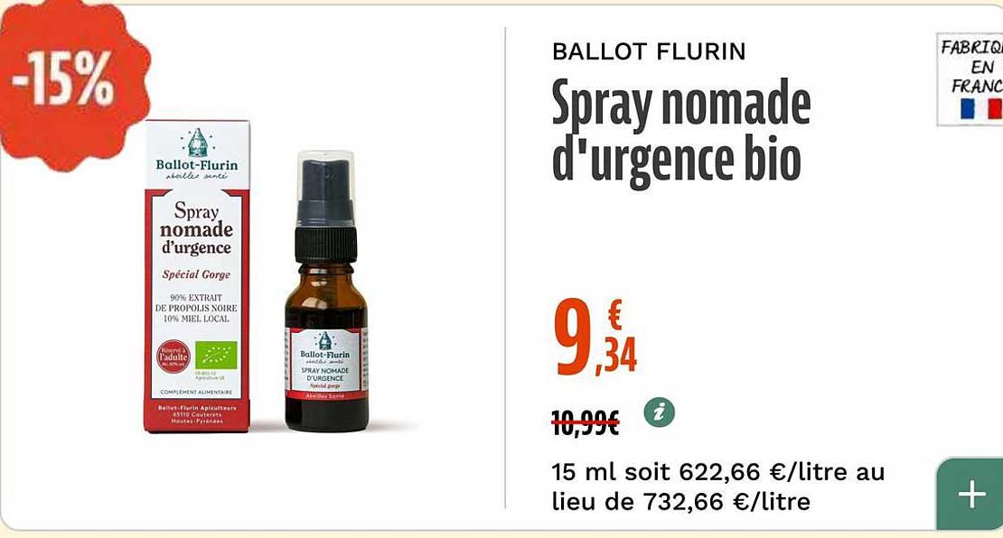 Spray nomade d'urgence bio