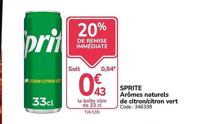 SPRITE Arômes naturels de citron/citron vert