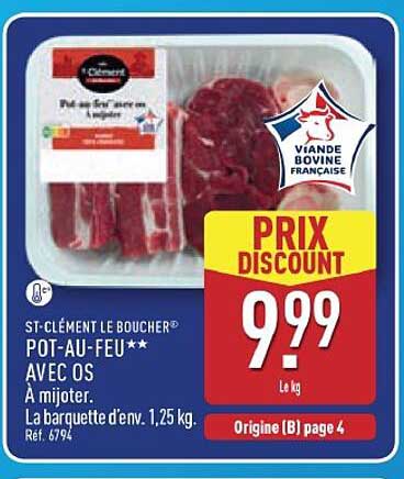 ST-CLÉMENT LE BOUCHER® POT-AU-FEU** AVEC OS A mijoter. La barquette d’env. 1,25 kg. Réf. 6794