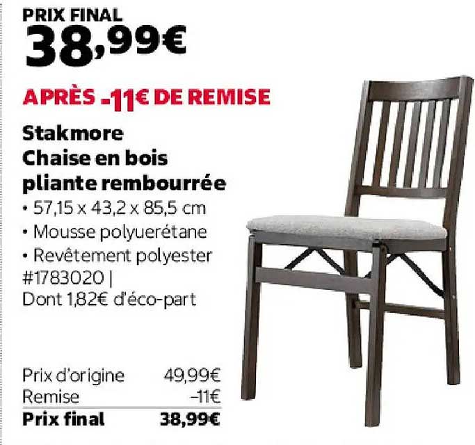 Stakmore Chaise en bois pliante rembourrée