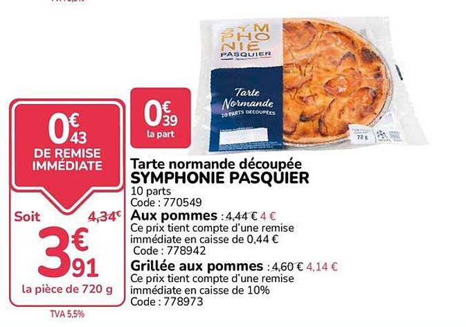 Tarte normande découpée SYMPHONIE PASQUIER