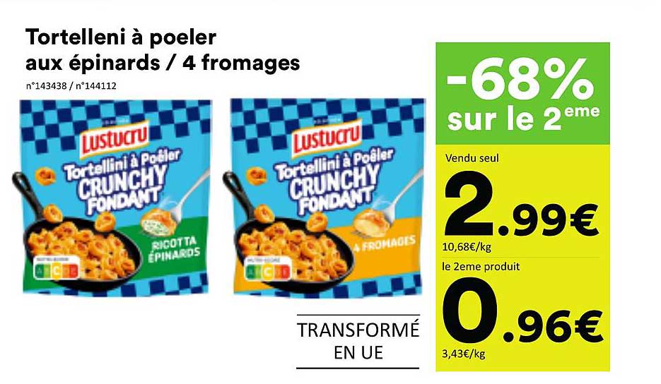 Tortellini à poeler aux épinards / 4 fromages
