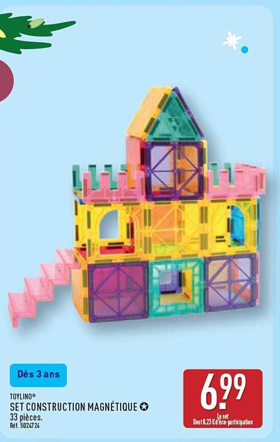 TOYLINO® SET CONSTRUCTION MAGNÉTIQUE 33 pièces.