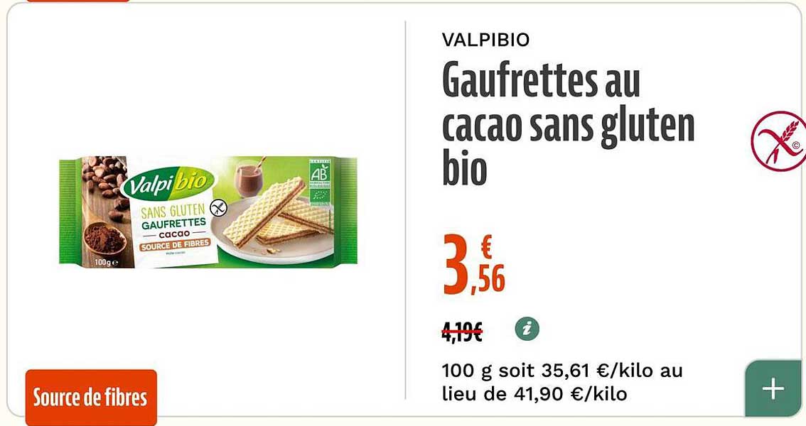 VALPIBIO Gaufrettes au cacao sans gluten bio