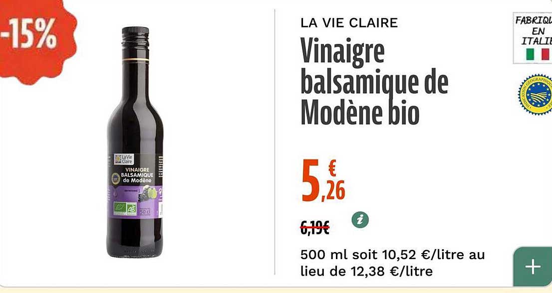 Vinaigre balsamique de Modène bio