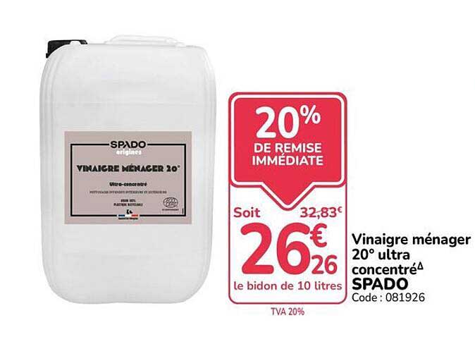 Vinaigre ménager 20° ultra concentré SPADO