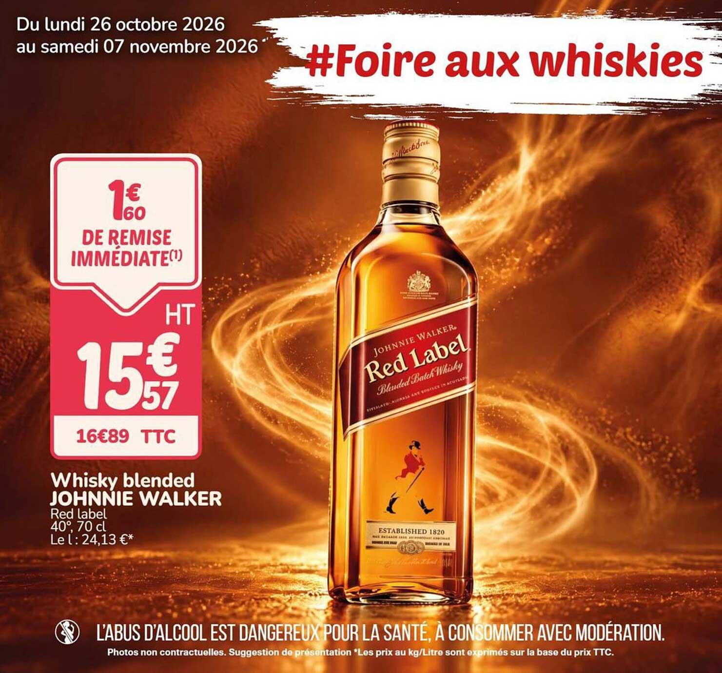 Whisky blended JOHNNIE WALKER Red label 40° 70 cl