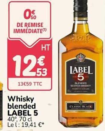 Whisky blended LABEL 5 40° 70 cl Le L : 19,41 €*