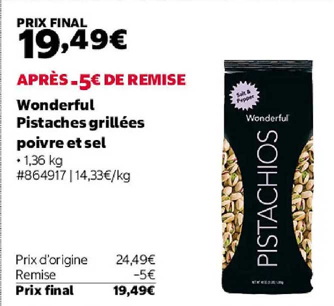 Wonderful Pistaches grillées poivre et sel