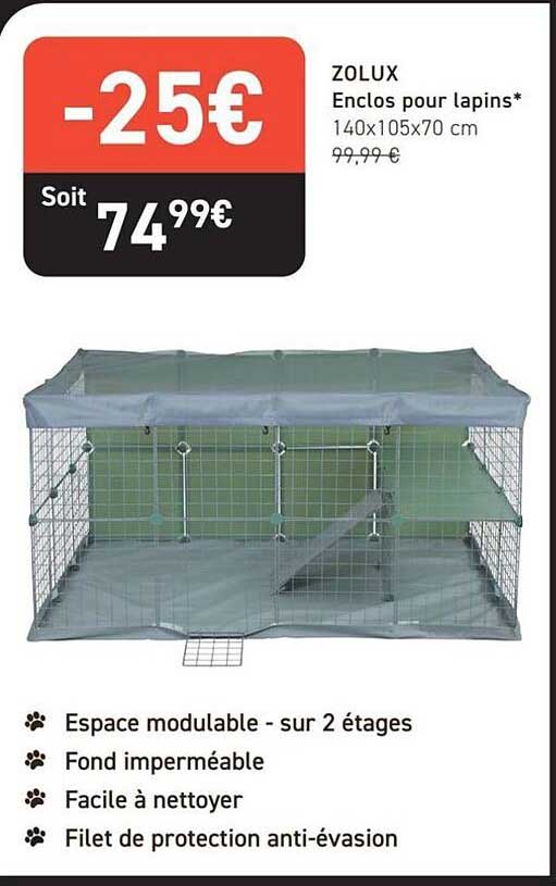 ZOLUX Enclos pour lapins* 140x105x70 cm
