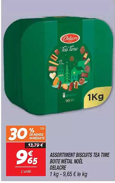 ASSORTIMENT BISCUITS TEA TIME BOITE METAL NOËL DELACRE