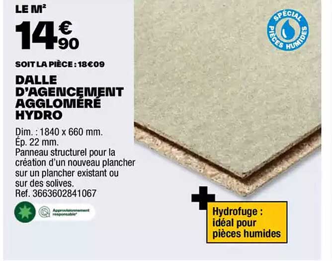 Dalle D Agencement Agglomere Hydrofuge