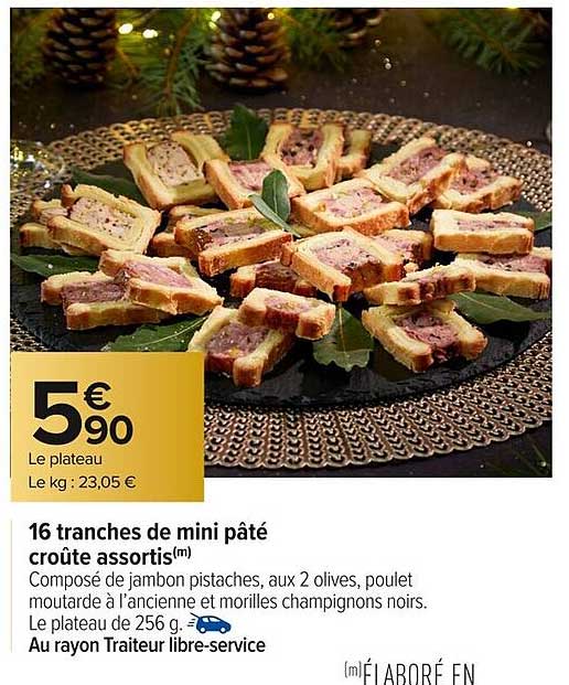 16 tranches de mini pâté croûte assortis(m)