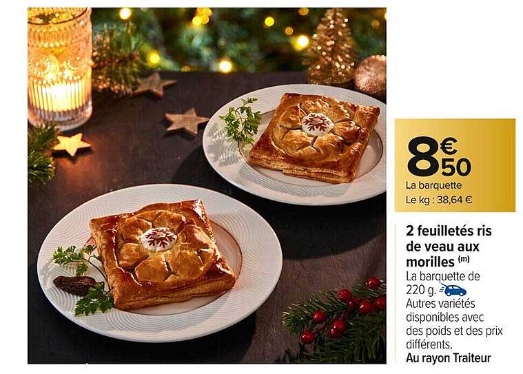 2 feuilletés ris de veau aux morilles