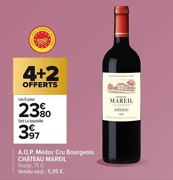 4+2 Offerts - A.O.P. Médoc Cru Bourgeois CHÂTEAU MAREIL