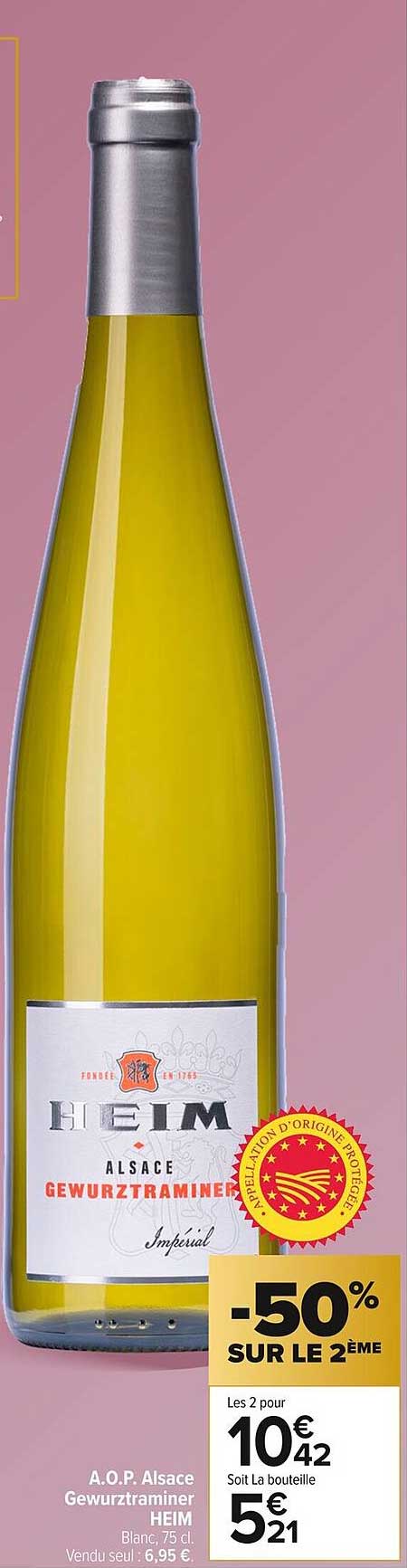 A.O.P. Alsace Gewurztraminer HEIM -50% SUR LE 2ème