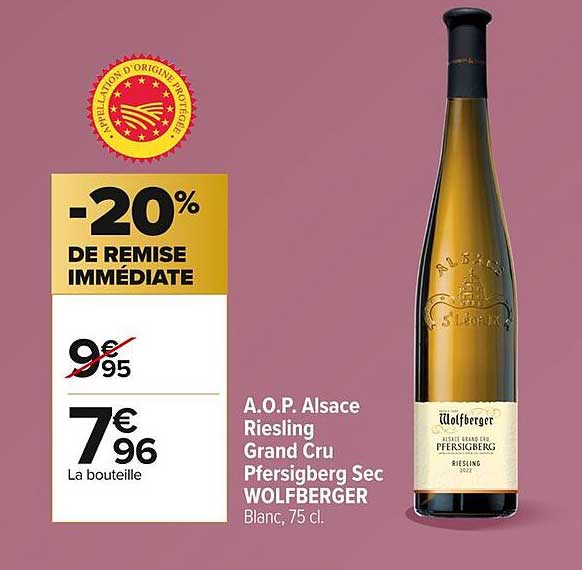 A.O.P. Alsace Riesling Grand Cru Pfersigberg Sec WOLFBERGER