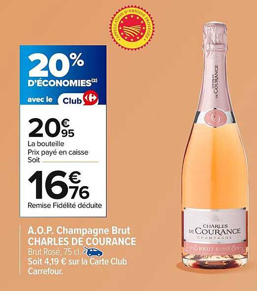 A.O.P. Champagne Brut CHARLES DE COURANCE Brut Rosé, 75 cl