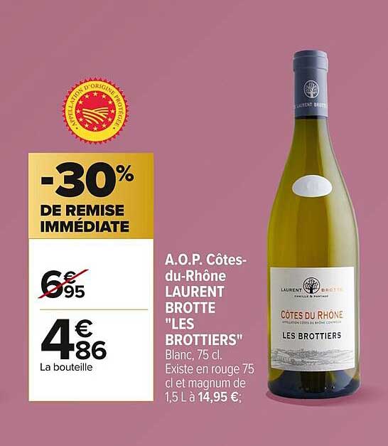 A.O.P. Côtes-du-Rhône LAURENT BROTTE "LES BROTTIERS" Blanc, 75 cl.