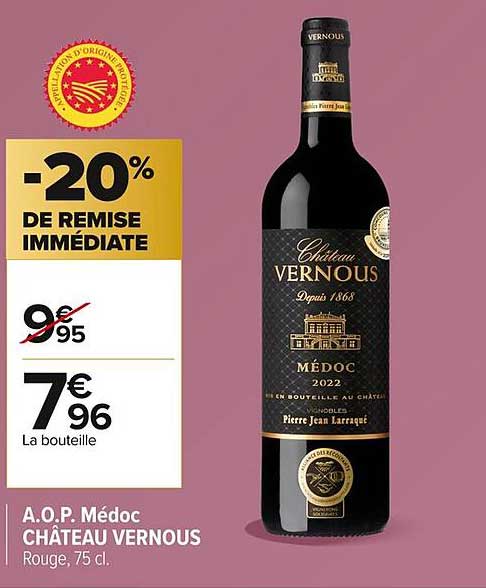 A.O.P. Médoc CHÂTEAU VERNOUS Rouge, 75 cl