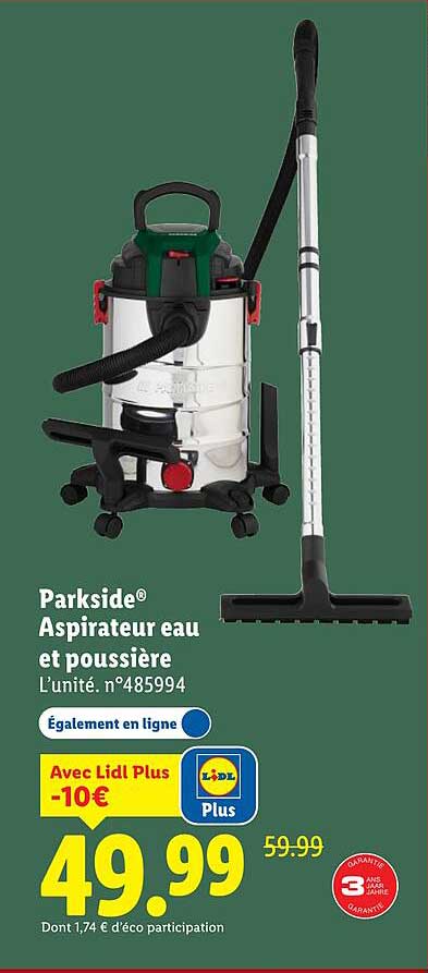 Aspirateur eau et poussière Parkside