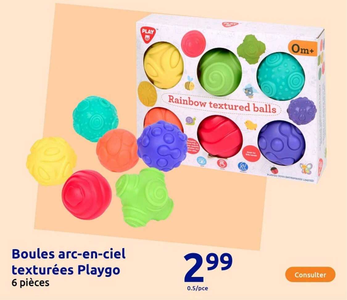 Boules arc-en-ciel texturées Playgo