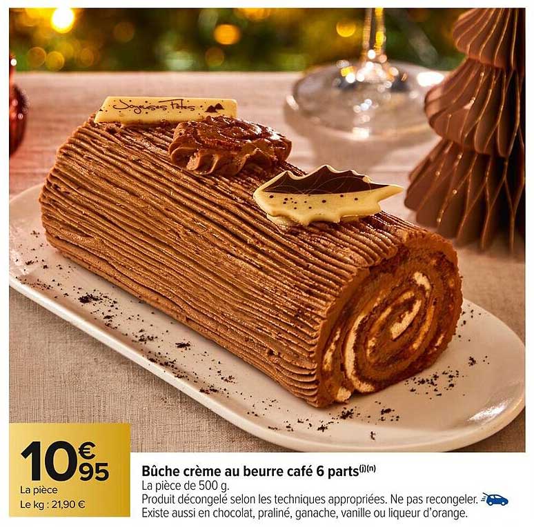 Bûche crème au beurre café 6 parts