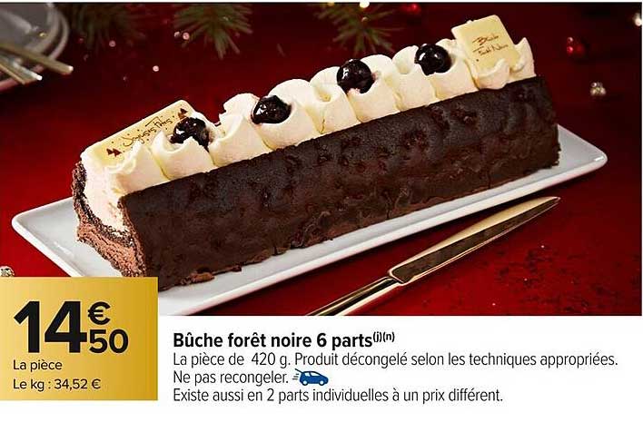 Bûche forêt noire 6 parts