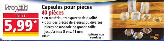 Capsules pour pièces 40 pièces