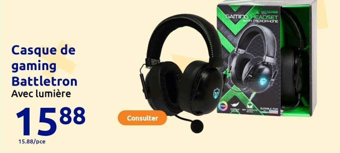 Casque de gaming Battletron Avec lumière