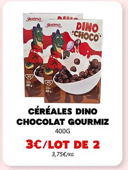 CÉRÉALES DINO CHOCOLAT GOURMIZ