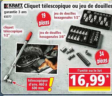 Cliquet télescopique ou jeu de douilles