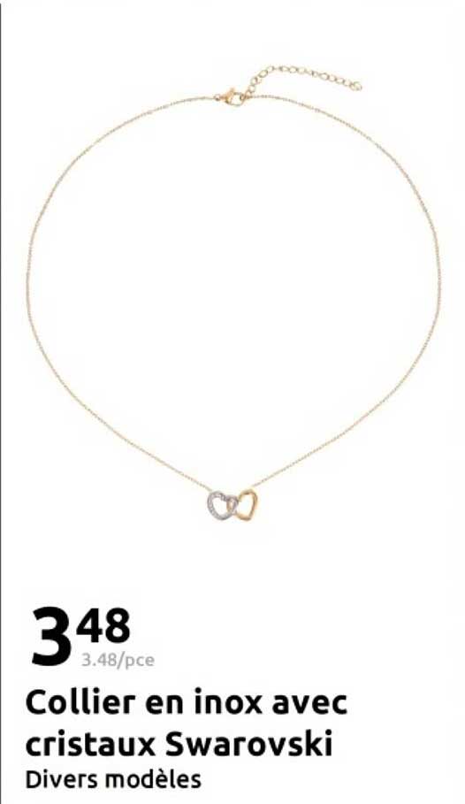 Collier en inox avec cristaux Swarovski