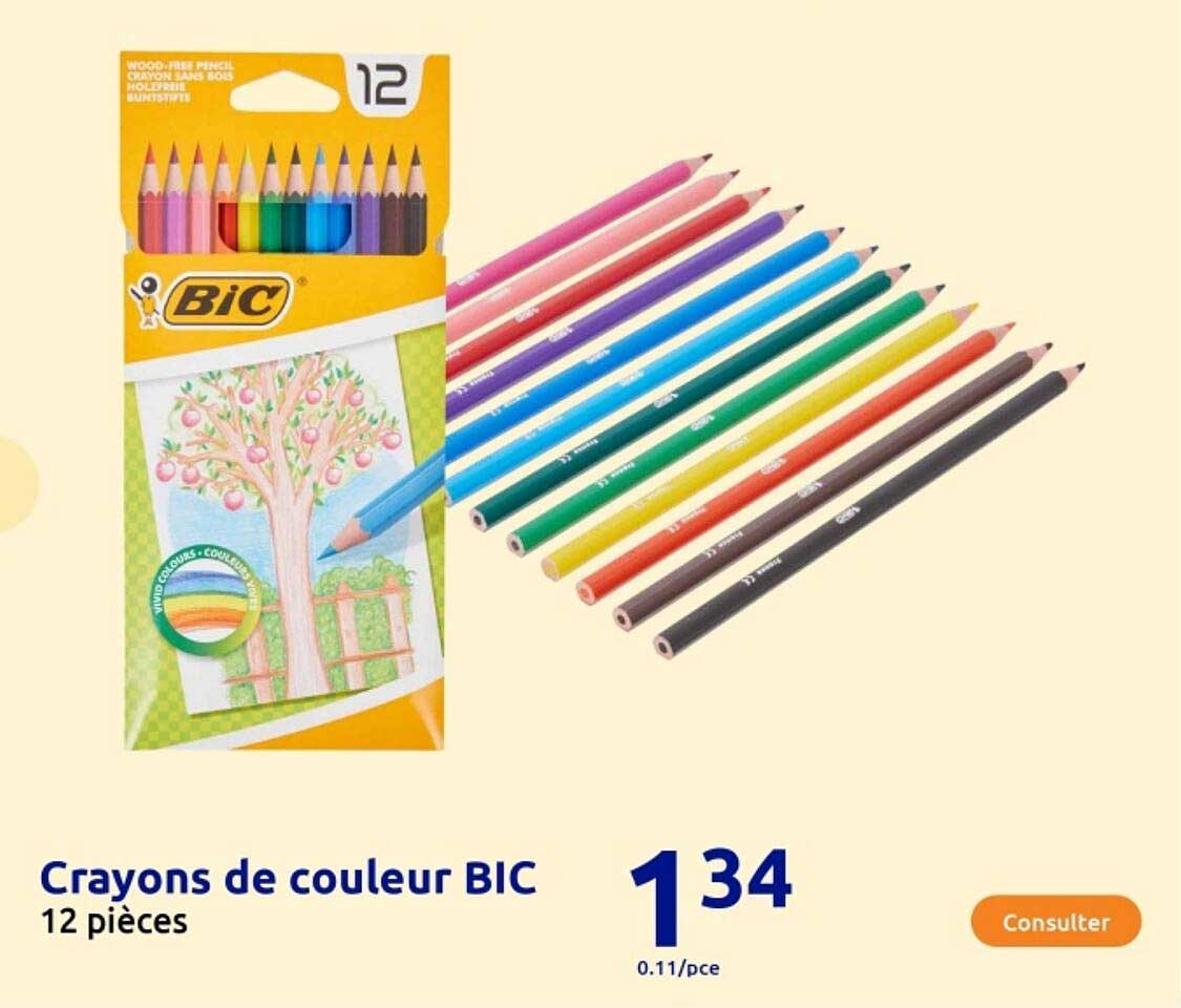 Crayons de couleur BIC 12 pièces