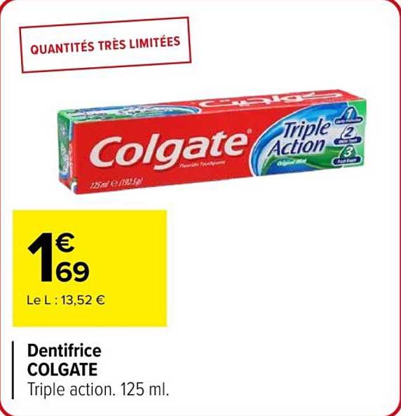 Dentifrice COLGATE Triple action. 125 ml.