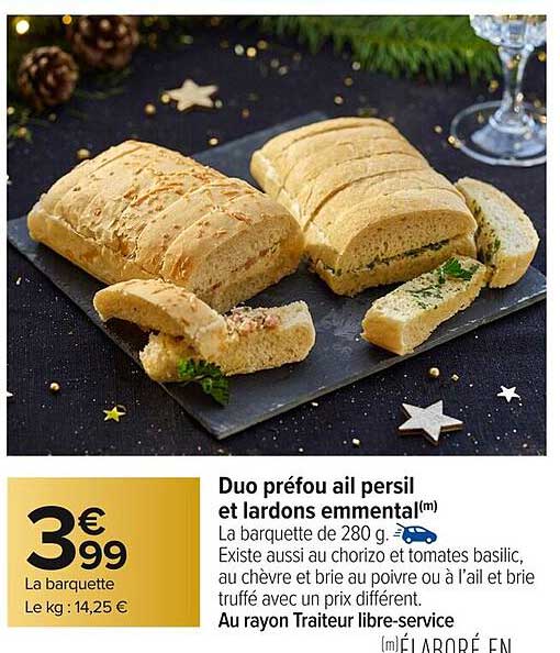 Duo préfou ail persil et lardons emmental