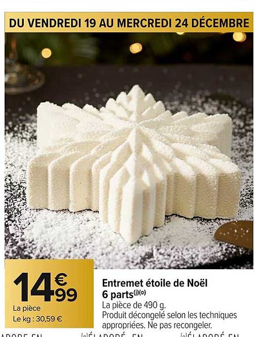 Entremet étoile de Noël 6 parts