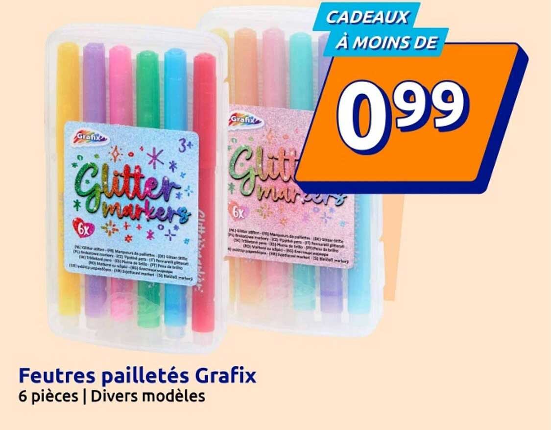 Feutres pailletés Grafix 6 pièces