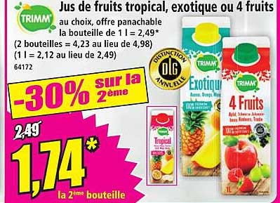 Jus de fruits tropical, exotique ou 4 fruits
